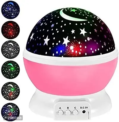 Sky Moon Star Projector Night Lamp with 360 Degree Rotation, 4 LED Bulbs, 3 Mode Color Changing Light and USB Cable for Kid's Bedroom-thumb0