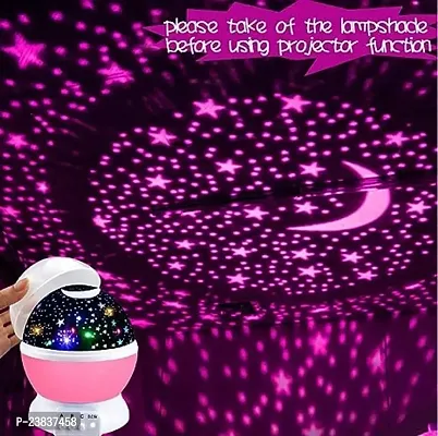 Sky Moon Star Projector Night Lamp with 360 Degree Rotation, 4 LED Bulbs, 3 Mode Color Changing Light and USB Cable for Kid's Bedroom-thumb2