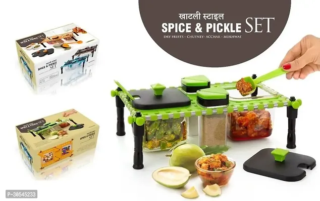 Traditional Indian Cot Type Spice and Pickle Container Set-thumb2