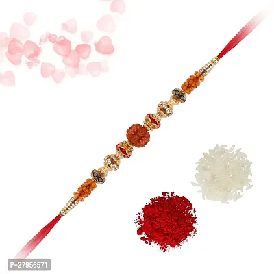 Rakhi for Brother - Multicolor Beads Rudraksh Floral Shape Rakhi