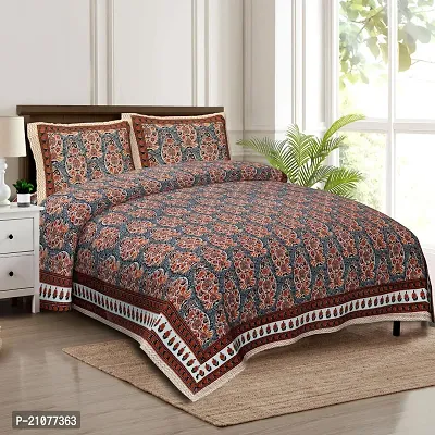 Comfortable Cotton Printed Double Bedsheet with Two Pillow Covers