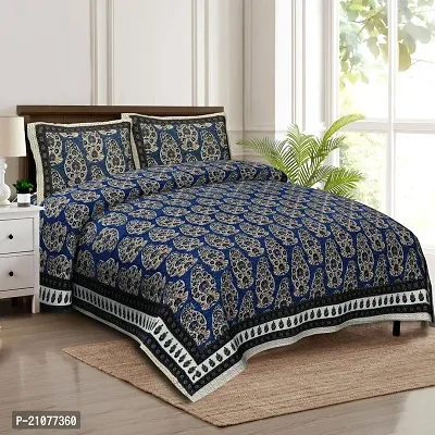 Comfortable Cotton Printed Double Bedsheet with Two Pillow Covers