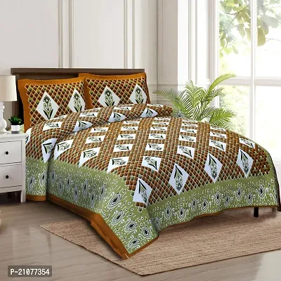 Comfortable Cotton Printed Double Bedsheet with Two Pillow Covers