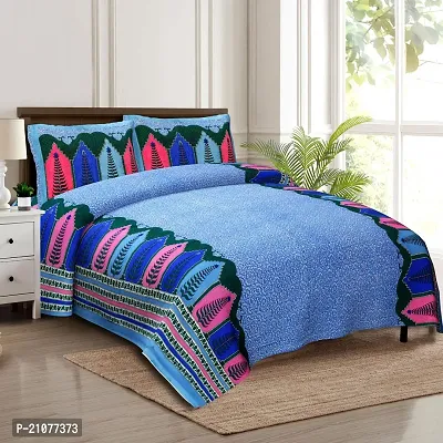 Comfortable Cotton Printed Double Bedsheet with Two Pillow Covers