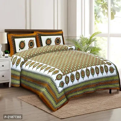 Comfortable Cotton Printed Double Bedsheet with Two Pillow Covers