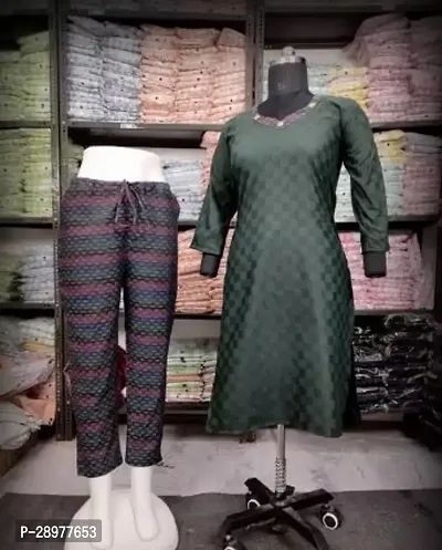 Pretty Green Printed Khadi Cotton Kurta Pant Set For Women-thumb0