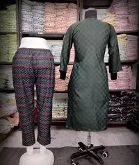 Pretty Green Printed Khadi Cotton Kurta Pant Set For Women-thumb1