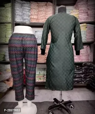 Pretty Green Printed Khadi Cotton Kurta Pant Set For Women-thumb2