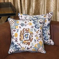 Bilberry Furnishing by Preeti Grover Cotton, Decorative Hand Made Cotton 200 TC Cushion Cover (24"" X 24"" _Blue), Perfect for Gifting and Upgrading Your Home Decor-thumb1