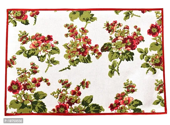 Bilberry Furnishing By Preeti Grover Cotton Multicolor Floral Print Mat (MAT_08) Pack of 6, Perfect for Gifting and upgrading Your Home d?cor-thumb0