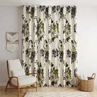 BILBERRY Furnishing by preeti grover Excellent Quality Cotton Floral Printed Semi Sheer Curtain for Doors with Eyelet Rings I Trendy Cotton Curtain Combo Set - Grey & Green, Pack of 2 ( 7' X 4.5' )-thumb1