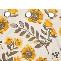 BILBERRY Furnishing by preeti grover Excellent Quality Cotton Floral Printed Semi Sheer Curtain Set of 2 with Eyelet Ring for Windows I Best Cotton Curtain Combo Set - Yellow & Grey ( 5' X 4.5' )-thumb3