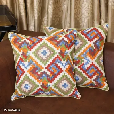 Bilberry Furnishing by Preeti Grover Cotton, Decorative Hand Made Cotton 200 TC Cushion Cover (24"" X 24"" _Green), Perfect for Gifting and Upgrading Your Home Decor