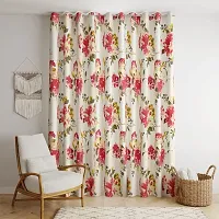 BILBERRY Furnishing by preeti grover Cotton Curtains with Floral Prints Comes with Hanging Eyelet I Printed Curtain for Door Living Room , Bed Room,Home - Grey & Green-thumb1