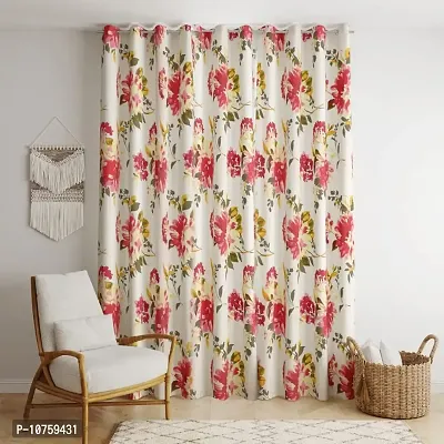 BILBERRY Furnishing by preeti grover Cotton Curtains with Floral Prints Comes with Hanging Eyelet I Printed Curtain for Door Living Room , Bed Room,Home - Grey & Green-thumb2