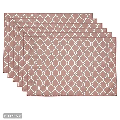 Bilberry Furnishing By Preeti Grover Beige Khadi Printed Cotton Table Mat?for 6 Seater (Mat_104) Pack of 6-thumb0