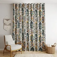 BILBERRY Furnishing by preeti grover Cotton Curtains with Floral Prints Comes with Hanging Eyelet ( 7 Feet X 54 Inches ) Door Living Room , Bed Room,Home I Color--Grey & Blue-thumb1