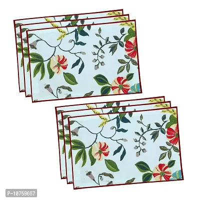 Bilberry Furnishing By Preeti Grover Red Shades of Green Summer Floral Cotton Dining Table Place Mats 13x19 inches Multicolor (Pack of 6), Perfect for Gifting and upgrading Your Home d?cor-thumb0