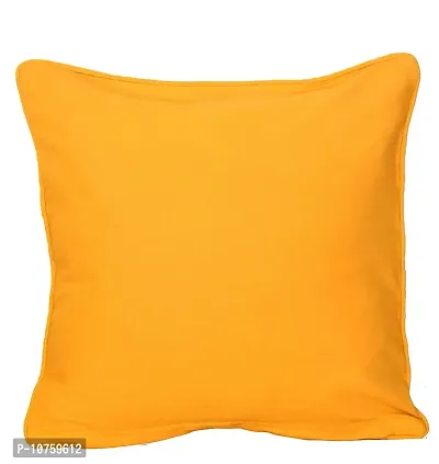 Bilberry Furnishing By Preeti Grover Cotton 2 Piece Decor Ative Plain Cushion Cover (16 X 16 Inch) Yellow, Perfect for Gifting and Upgrading Your Home Decor-thumb0