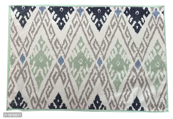 Bilberry Furnishing By Preeti Grover Cotton White & Sea Green Printed Mat (MAT_09) Pack of 6, Perfect for Gifting and upgrading Your Home d?cor