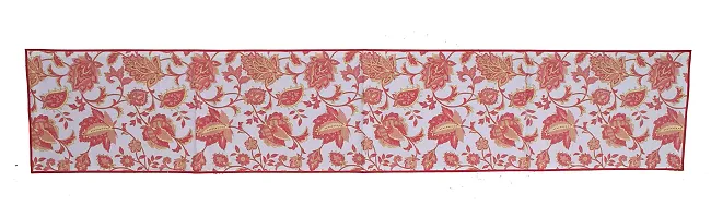 Bilberry Furnishing By Preeti Grover 100% Cotton Elegant Print with Red Border Table Runner (TR_13), Perfect for Gifting and upgrading Your Home d?cor-thumb1