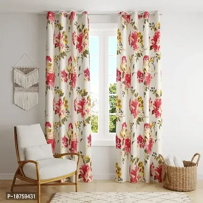 BILBERRY Furnishing by preeti grover Cotton Curtains with Floral Prints Comes with Hanging Eyelet I Printed Curtain for Door Living Room , Bed Room,Home - Grey & Green-thumb0