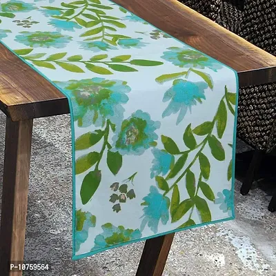 Bilberry Furnishing By Preeti Grover Shades of Green Summer Floral Multicolour Cotton Table Runner Easily Fits on 4, 6 Seater Designed