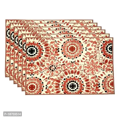 Bilberry Furnishing By Preeti Grover Brown Coffee Printed Cotton Table Mat?for 6 Seater (Mat_106) Pack of 6-thumb0