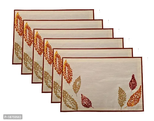 Bilberry Furnishing by Preeti Grover Cotton Multicolor Leaf Print Mat (MAT_06) Pack of 8, Perfect for Gifting and upgrading Your Home d?cor-thumb2