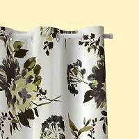 BILBERRY Furnishing by preeti grover Excellent Quality Cotton Floral Printed Semi Sheer Curtain for Doors with Eyelet Rings I Trendy Cotton Curtain Combo Set - Grey & Green, Pack of 2 ( 7' X 4.5' )-thumb4