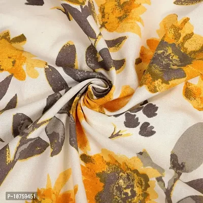 BILBERRY Furnishing by preeti grover Excellent Quality Cotton Floral Printed Semi Sheer Curtain Set of 2 with Eyelet Ring for Windows I Best Cotton Curtain Combo Set - Yellow & Grey ( 5' X 4.5' )-thumb3