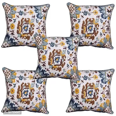 Bilberry Furnishing by Preeti Grover Cotton, Decorative Hand Made Pillow Covers I Cushion Covers for Home Decor I Perfect for Gifting - Blue, Set of 5 (Dimension - 16 X 16 Inches)-thumb2