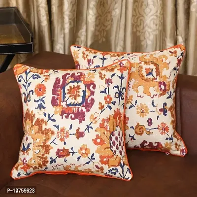 Bilberry Furnishing by Preeti Grover Cotton, Decorative Hand Made Cotton 200 TC Cushion Cover (24"" X 24"" _Beige), Perfect for Gifting and Upgrading Your Home Decor