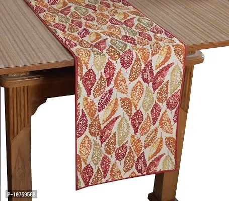 Bilberry Furnishing By Preeti Grover 100% Cotton Multicolor Leaf Printed Table Runner (TR_24) - (Table Runner Size 14""x36""), Perfect for Gifting and upgrading Your Home d?cor