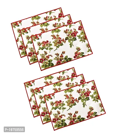 Bilberry Furnishing By Preeti Grover Cotton Multicolor Floral Print Mat (MAT_08) Pack of 6, Perfect for Gifting and upgrading Your Home d?cor-thumb2