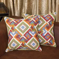 Bilberry Furnishing by Preeti Grover Cotton, Decorative Hand Made Pillow Covers I Cushion Covers for Home Decor I Perfect for Gifting - Green, Set of 5 (Dimension - 16 X 16 Inches)-thumb1