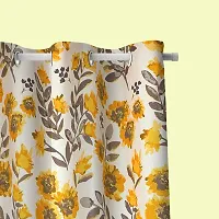 BILBERRY Furnishing by preeti grover Excellent Quality Cotton Floral Printed Semi Sheer Curtain Set of 2 with Eyelet Ring for Windows I Best Cotton Curtain Combo Set - Yellow & Grey ( 5' X 4.5' )-thumb4