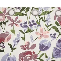 BILBERRY Furnishing by preeti grover Excellent Quality Cotton Floral Printed Semi Sheer Curtain for Doors with Eyelet Rings Combo Set - Voilet & Pink, Pack of 2 ( 7' X 4.5' )-thumb3