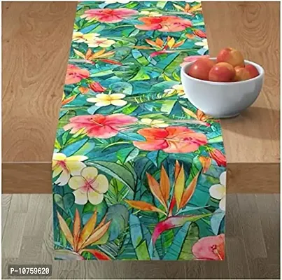 Bilberry Furnishing by Preeti Grover Cotton, Decorative Hand Made Cotton Dinning Table Runner with Leaf Print I Standard Size Cotton Table Runner - Multicolour-thumb0