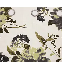 BILBERRY Furnishing by preeti grover Excellent Quality Cotton Floral Printed Semi Sheer Curtain for Doors with Eyelet Rings I Trendy Cotton Curtain Combo Set - Grey & Green, Pack of 2 ( 7' X 4.5' )-thumb3