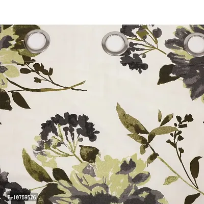 BILBERRY Furnishing by preeti grover Excellent Quality Cotton Floral Printed Semi Sheer Curtain for Doors with Eyelet Rings I Trendy Cotton Curtain Combo Set - Grey & Green, Pack of 2 ( 7' X 4.5' )-thumb4