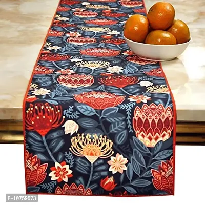 Bilberry Furnishing by Preeti Grover Cotton Blend 180TC Table Runner (Blue, Large)