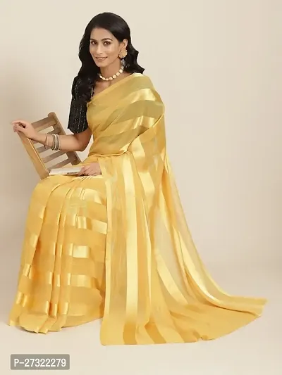Beautiful Yellow Cotton Silk Saree With Blouse Piece For Women-thumb0