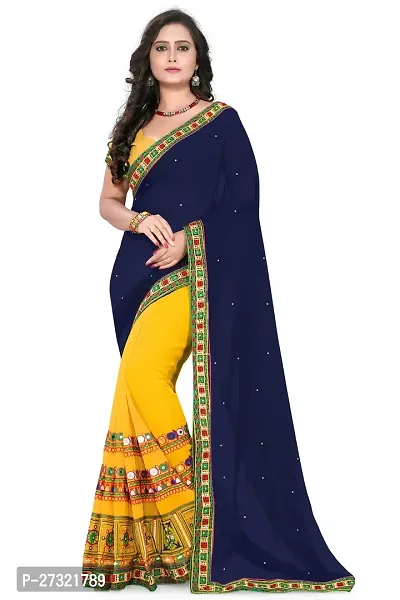 Beautiful Yellow Georgette Saree With Blouse Piece For Women