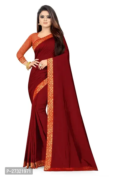 Beautiful Maroon Cotton Silk Saree With Blouse Piece For Women