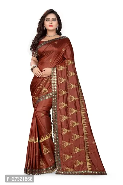 Beautiful Brown Cotton Silk Saree With Blouse Piece For Women