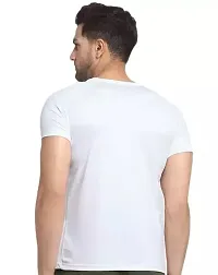 Stylish Polycotton White Printed Round Neck Tees For Men-thumb1