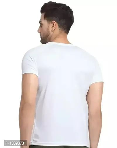 Stylish Polycotton White Printed Round Neck Tees For Men-thumb2