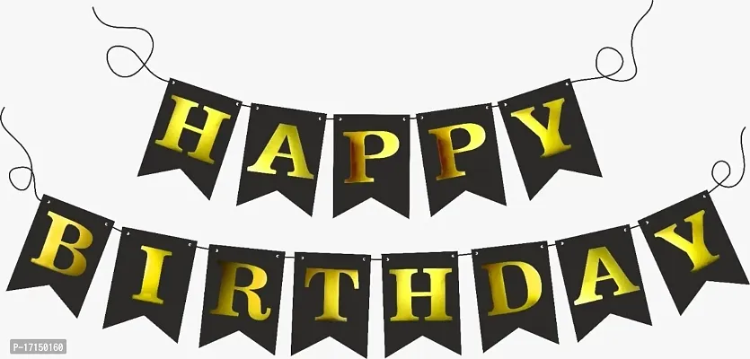 DANDLES Happy Birthday Party Decorations Theme Banner (Black)