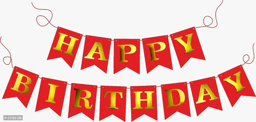 DANDLES Happy Birthday Banner - Birthday Decoration Items Kit - Home Bedroom Decorations Set - 1st 10th 25th 50th Birthday D?cor - Birthday Banner(Red)